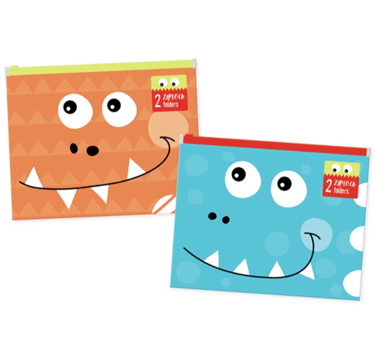 A5 zip lock dinosaur folder 2 pack