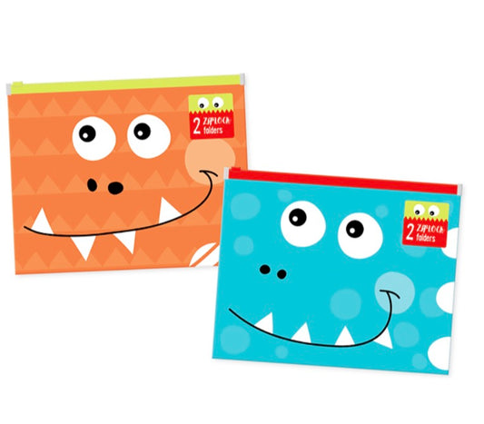 A5 zip lock dinosaur folder 2 pack