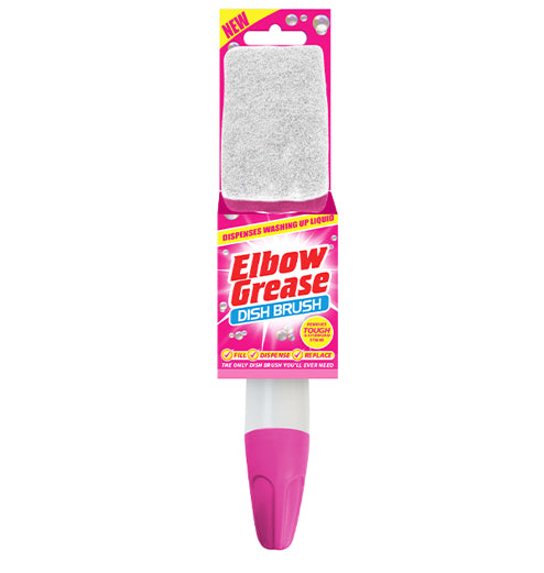 Pink elbow grease dish dispensing brush