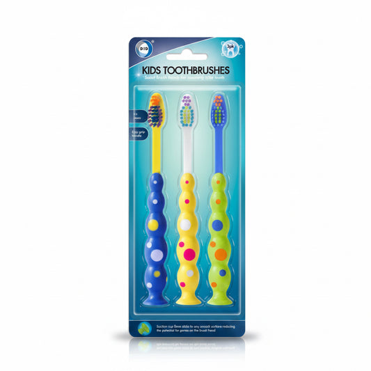 Kids suction base toothbrushes 3 pack