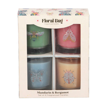 Floral bug mandarin & bergamot candles 4 pack