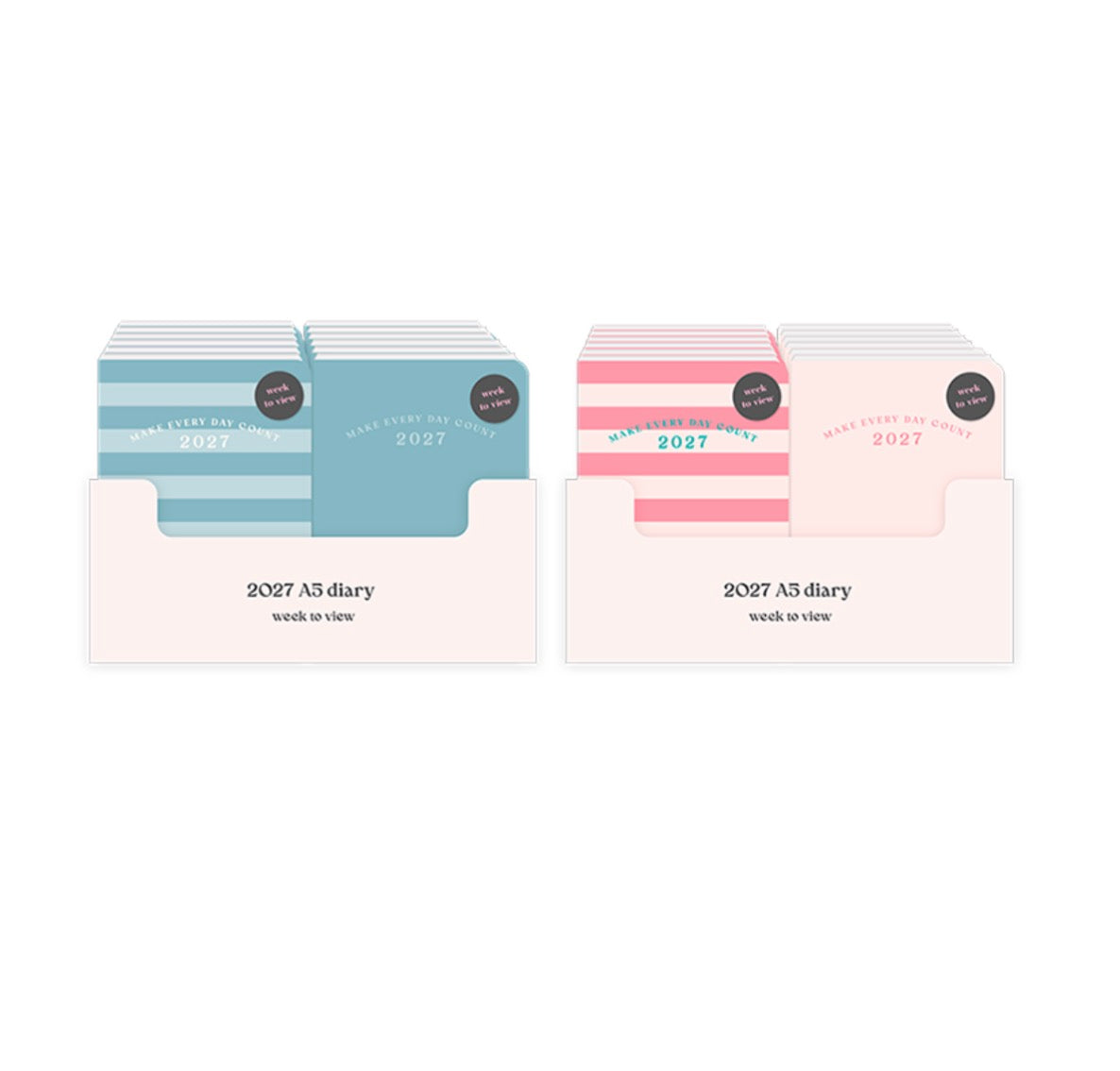 2027 week to view diary - pink/turquoise