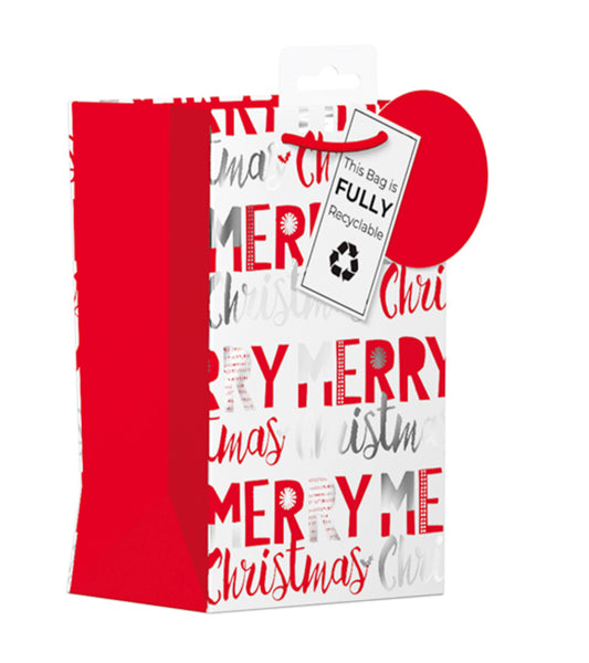 Perfume Christmas gift bag - red & silver