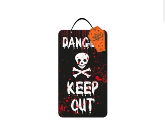 Halloween warning plaque