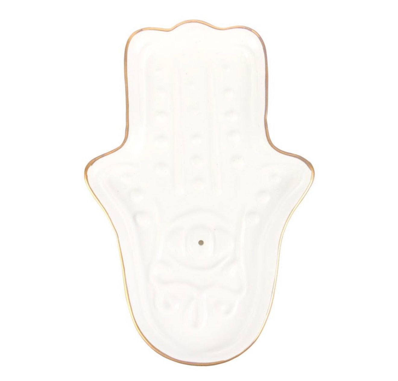 White hamsa hand incense stick holder