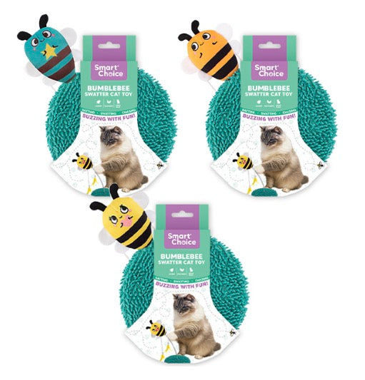 Catnip bumblebee feather swatter cat toy