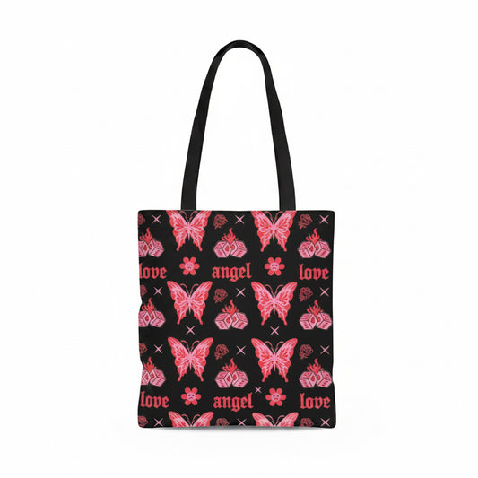 Flaming butterfly polycotton tote bag