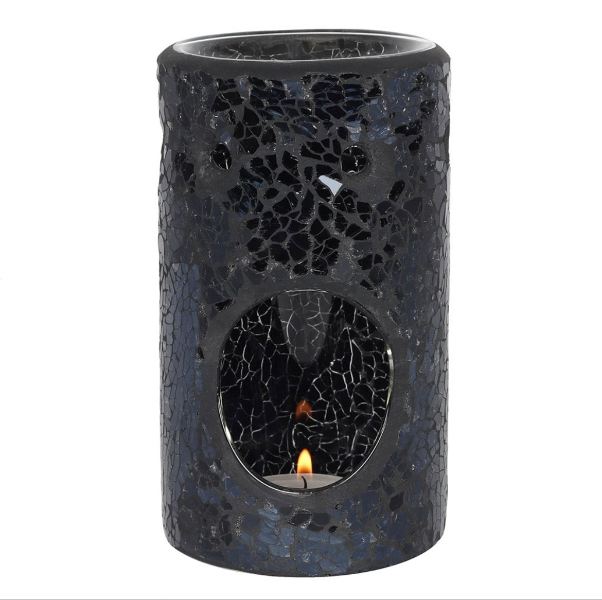 Black crackle pillar oil burner & wax warmer