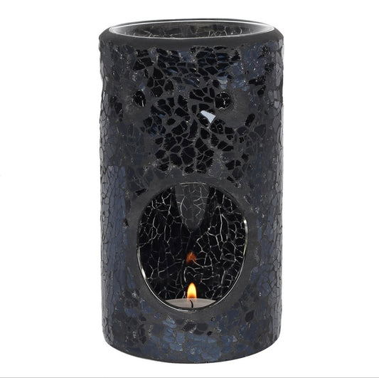 Black crackle pillar oil burner & wax warmer