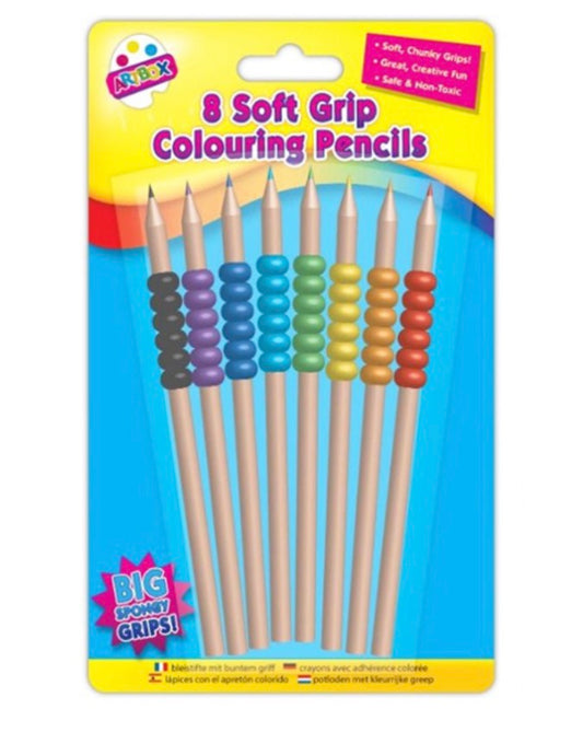 Soft grip colouring pencils 8 pack