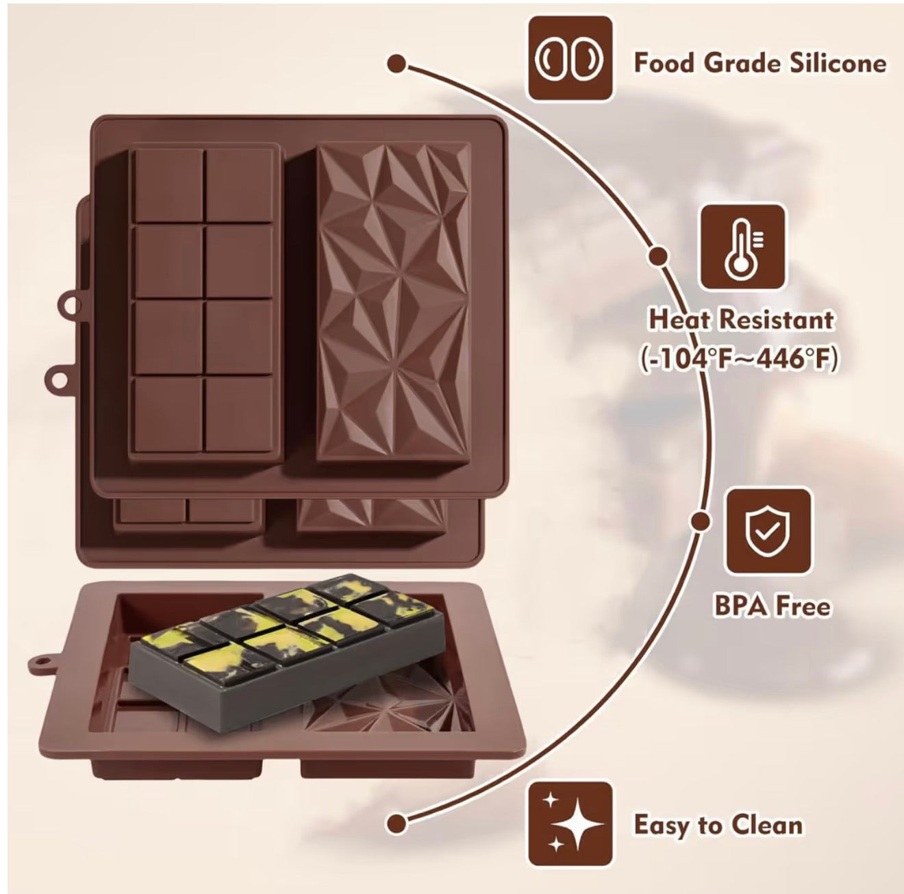 Deep silicone chocolate mould 3 pack.