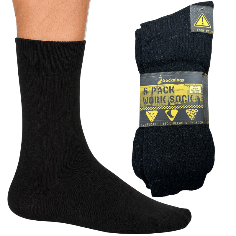 Sockology work socks cotton blend 5 pack.
