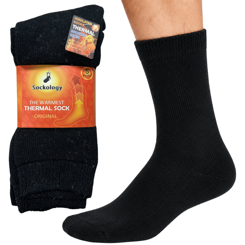 Men’s sockology black thermal socks 5 pack.