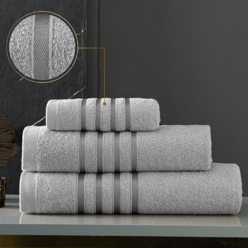 Jumbo bath sheet - stripe mid grey