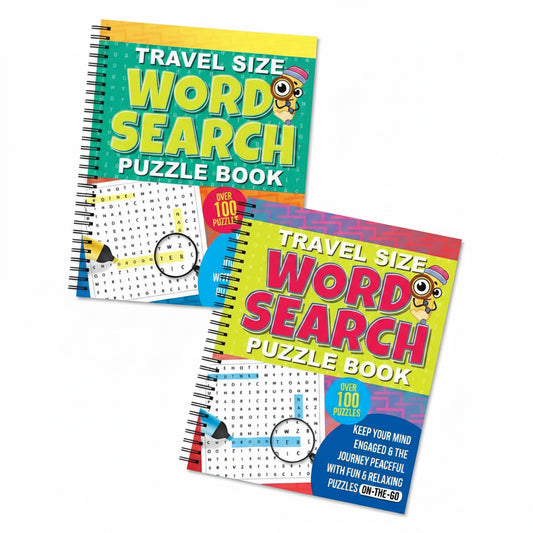 Travel size word search puzzle book spiral bound
