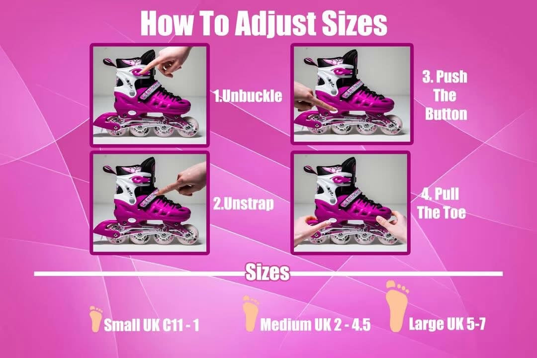 Adjustable in-line roller skates with light up wheels