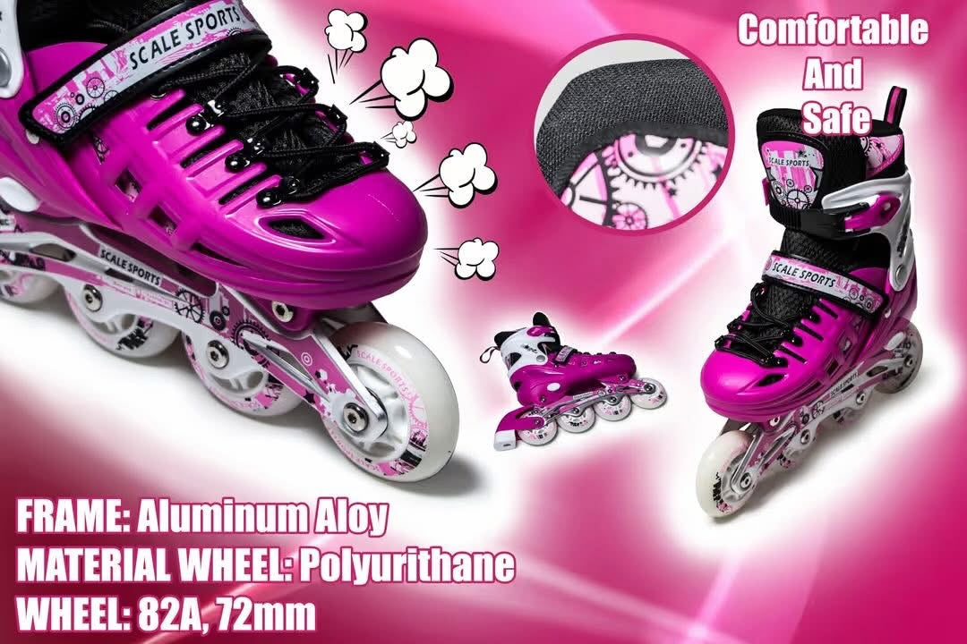 Adjustable in-line roller skates with light up wheels