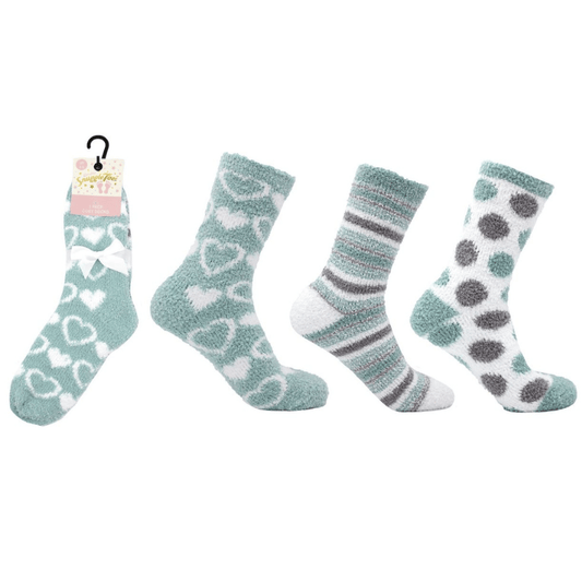 Ladies snuggle toes socks 3 pack - hearts & spots