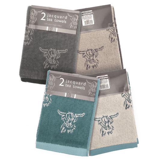 Highland cow jacquard tea towels