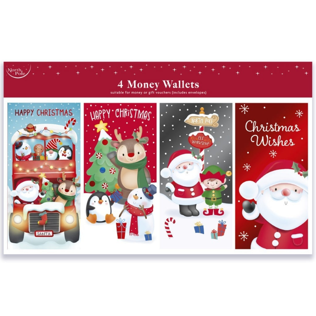 Christmas money wallets 4 pack - cute.