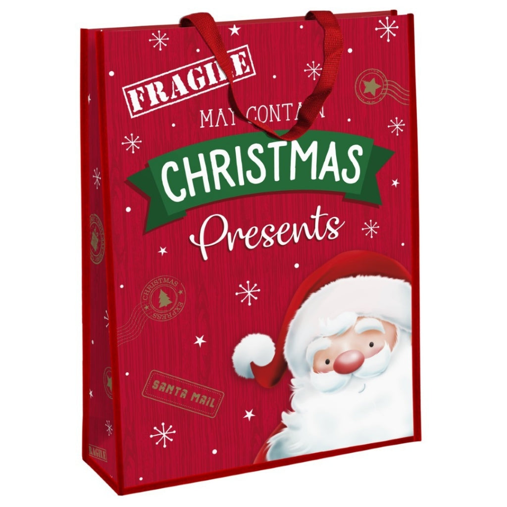 Christmas jumbo PP woven shopping bag - fragile.