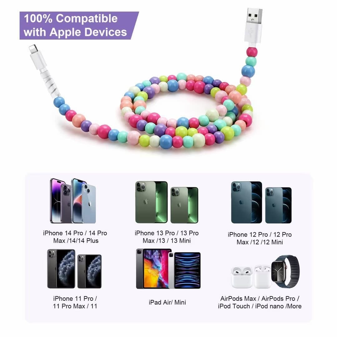 1M beaded charging cable - lightning to USB.