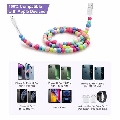 1M beaded charging cable - lightning to USB