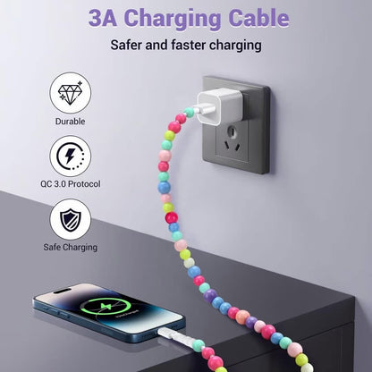 1M beaded charging cable - lightning to USB