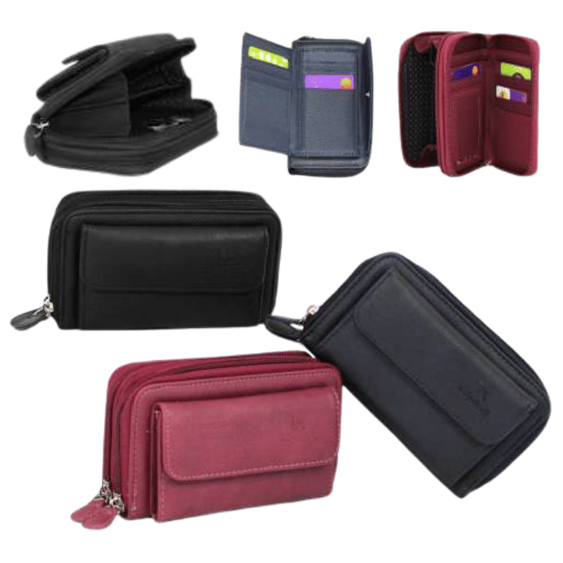 Ladies double zip box purse cards/coins.