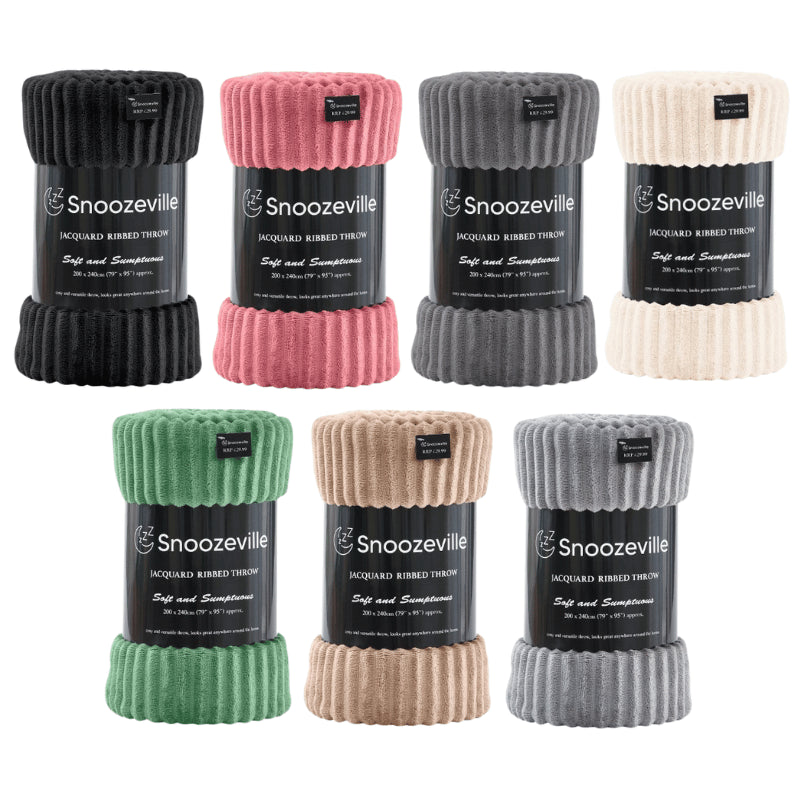 Snoozeville jacquard ribbed throw 200cmx240cm.