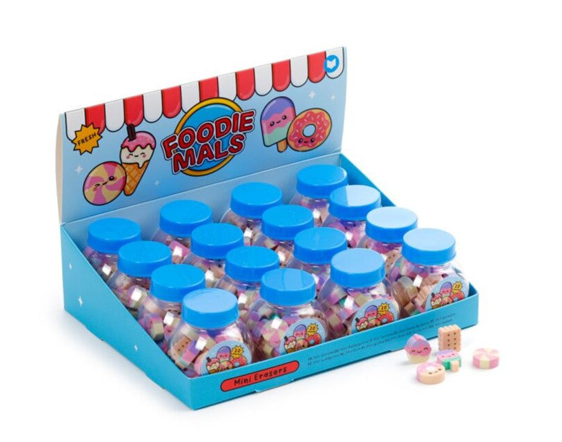 Foodiemals mini shaped erasers in pot