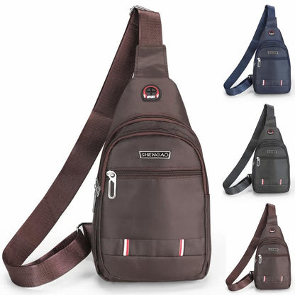 Anti theft crossbody bag sling with earphone port - brown