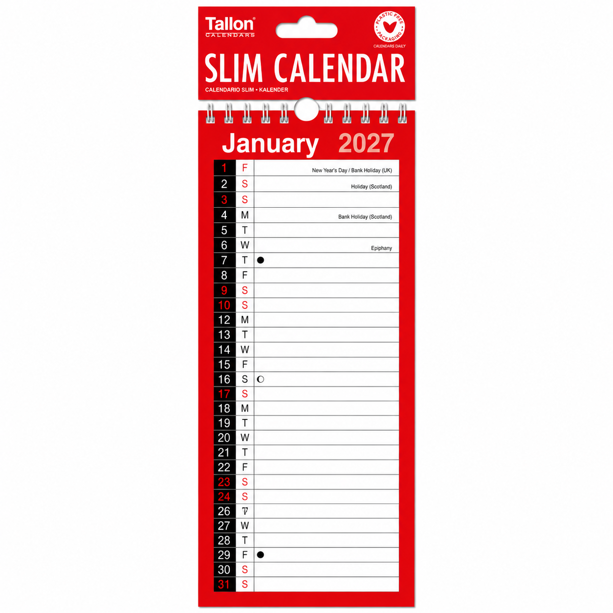 Black/red 2027 slim calendar.