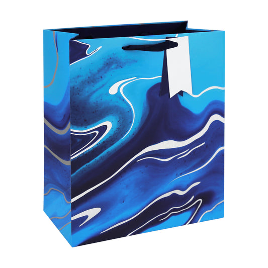 Large gift bag - blue marble