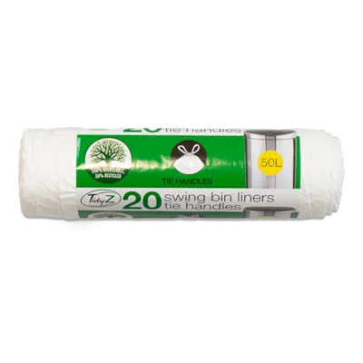 Swing bin liners 50L tie handles 20 pack