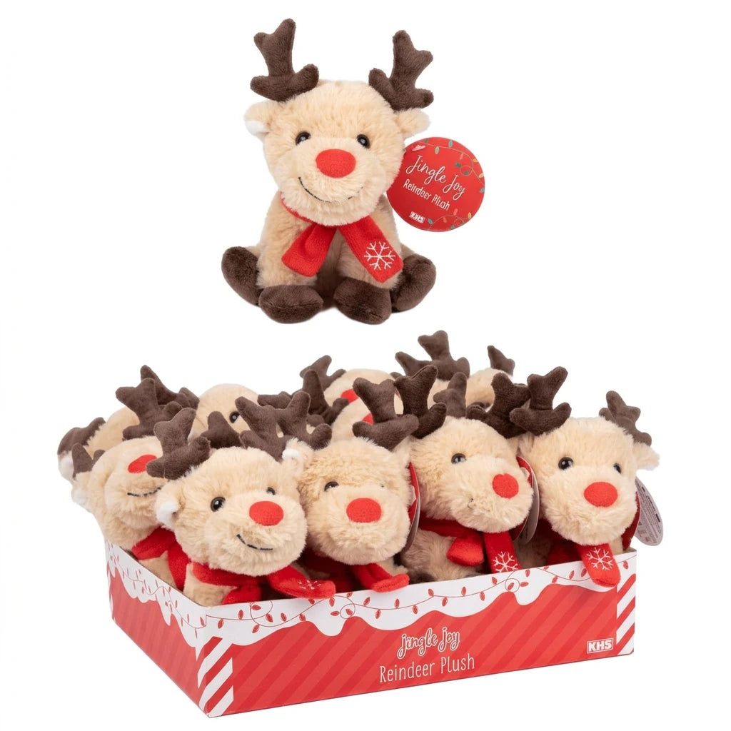 Plush Christmas reindeer with scarf.
