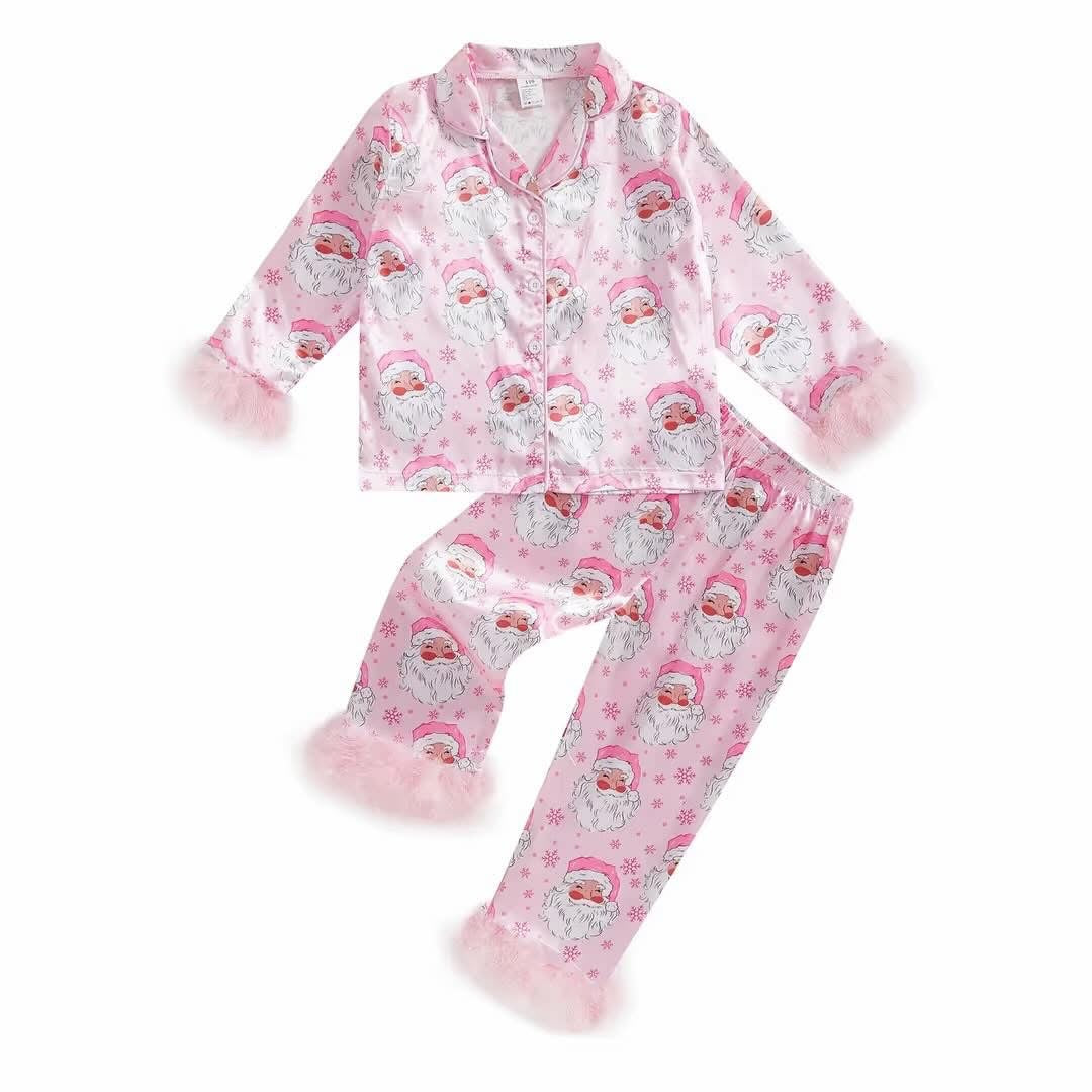 Girls silky Christmas pyjamas - age 13-14.