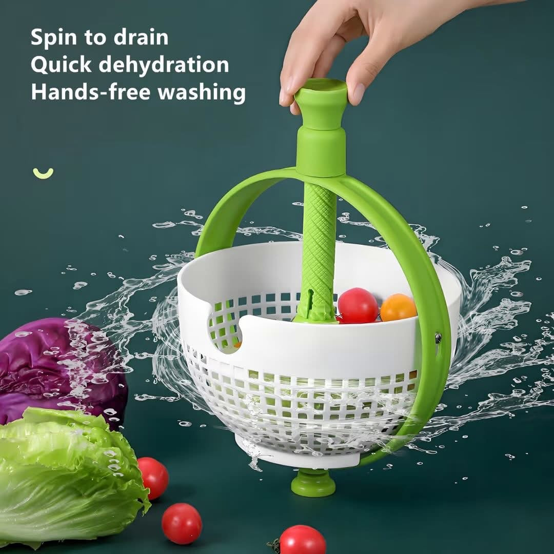 2-in-1 collapsible salad spinner & straining colander.