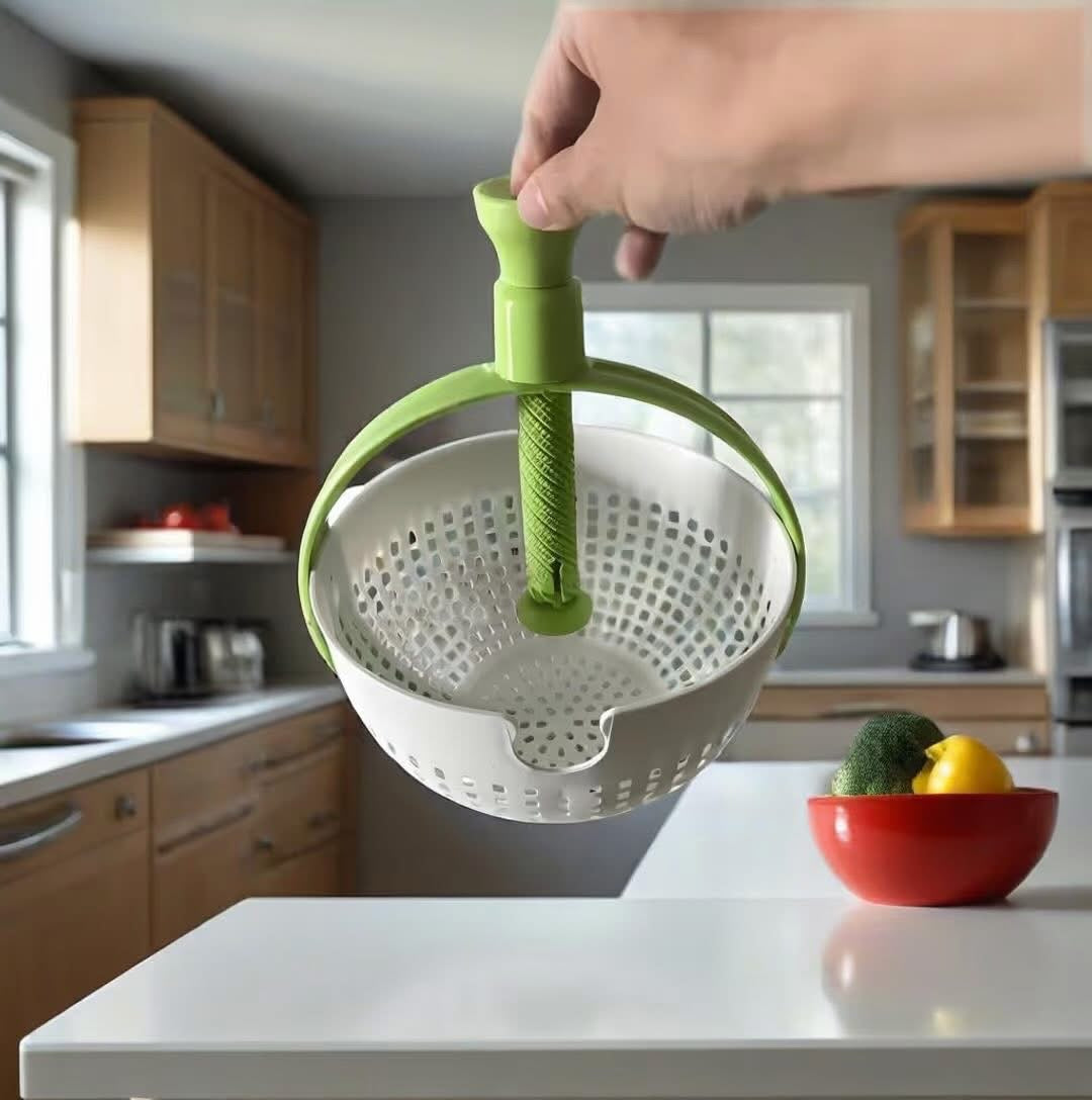 2-in-1 collapsible salad spinner & straining colander.