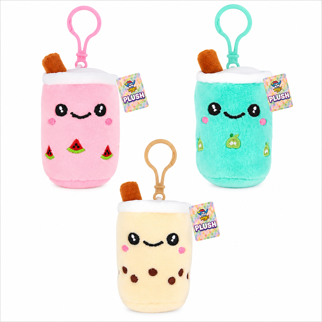 Bubble tea plush with clip.