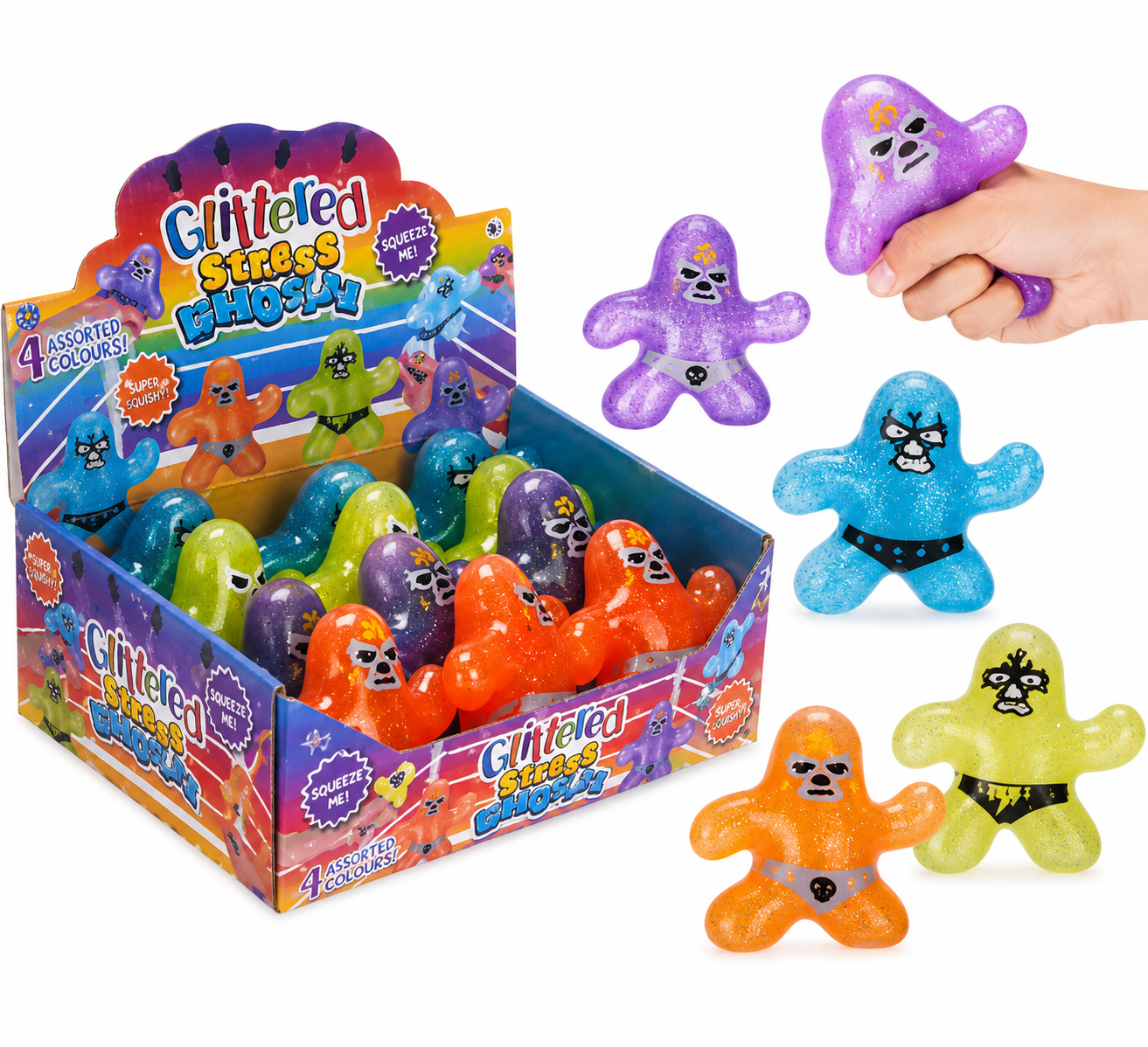 Squeezy glitter stress wrestler splat man