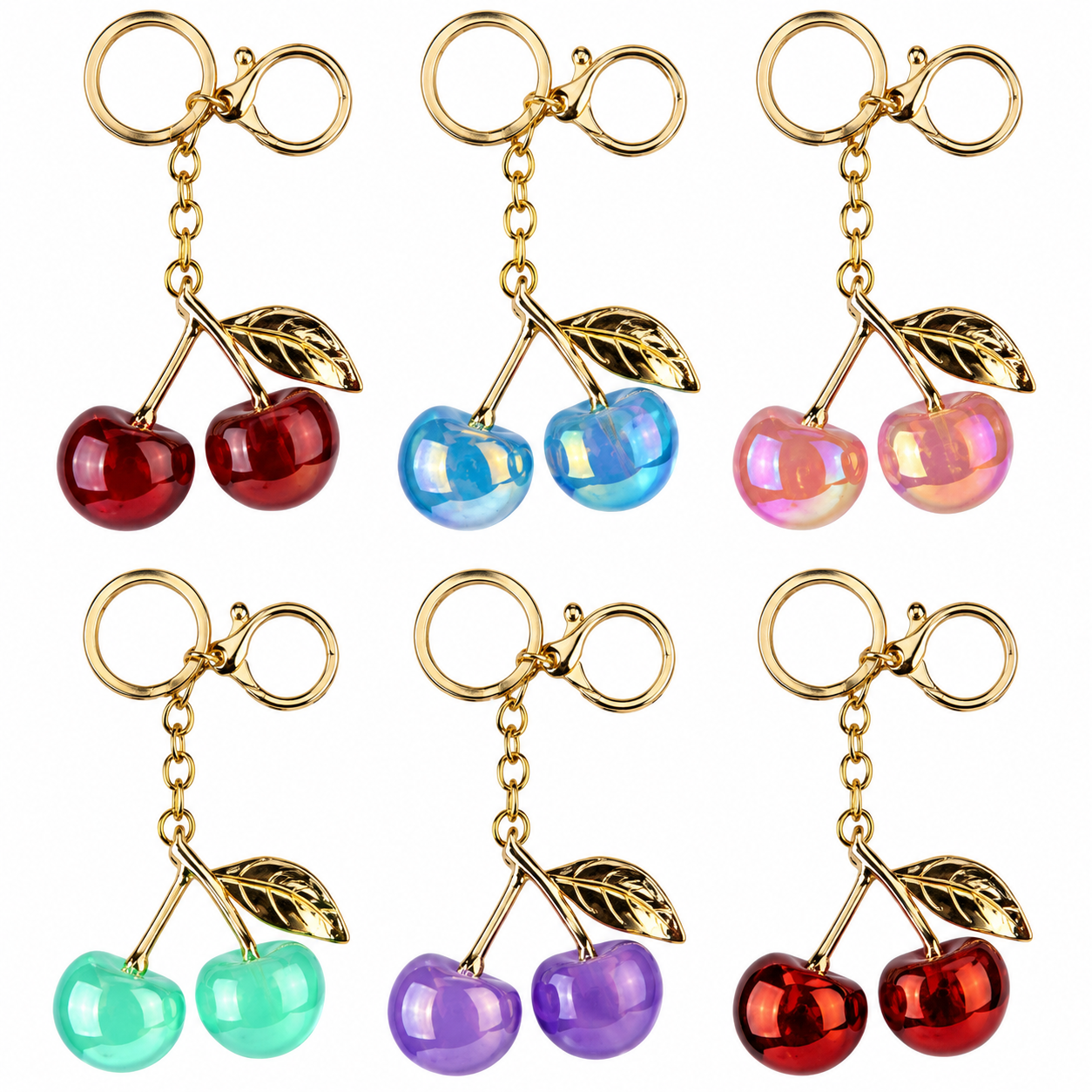 Pearlescent cherries bag charm