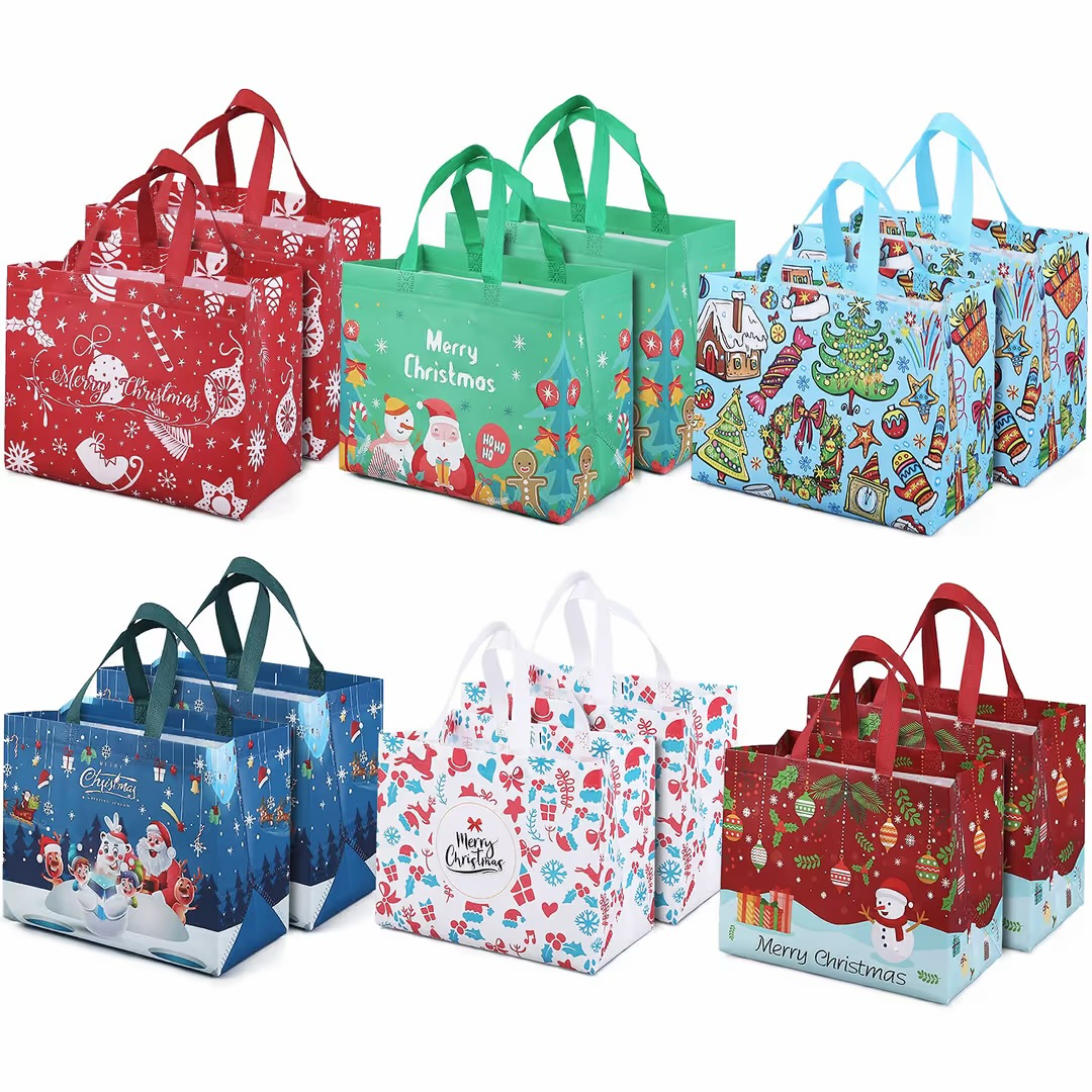 Christmas gift bags non woven 8 pack.