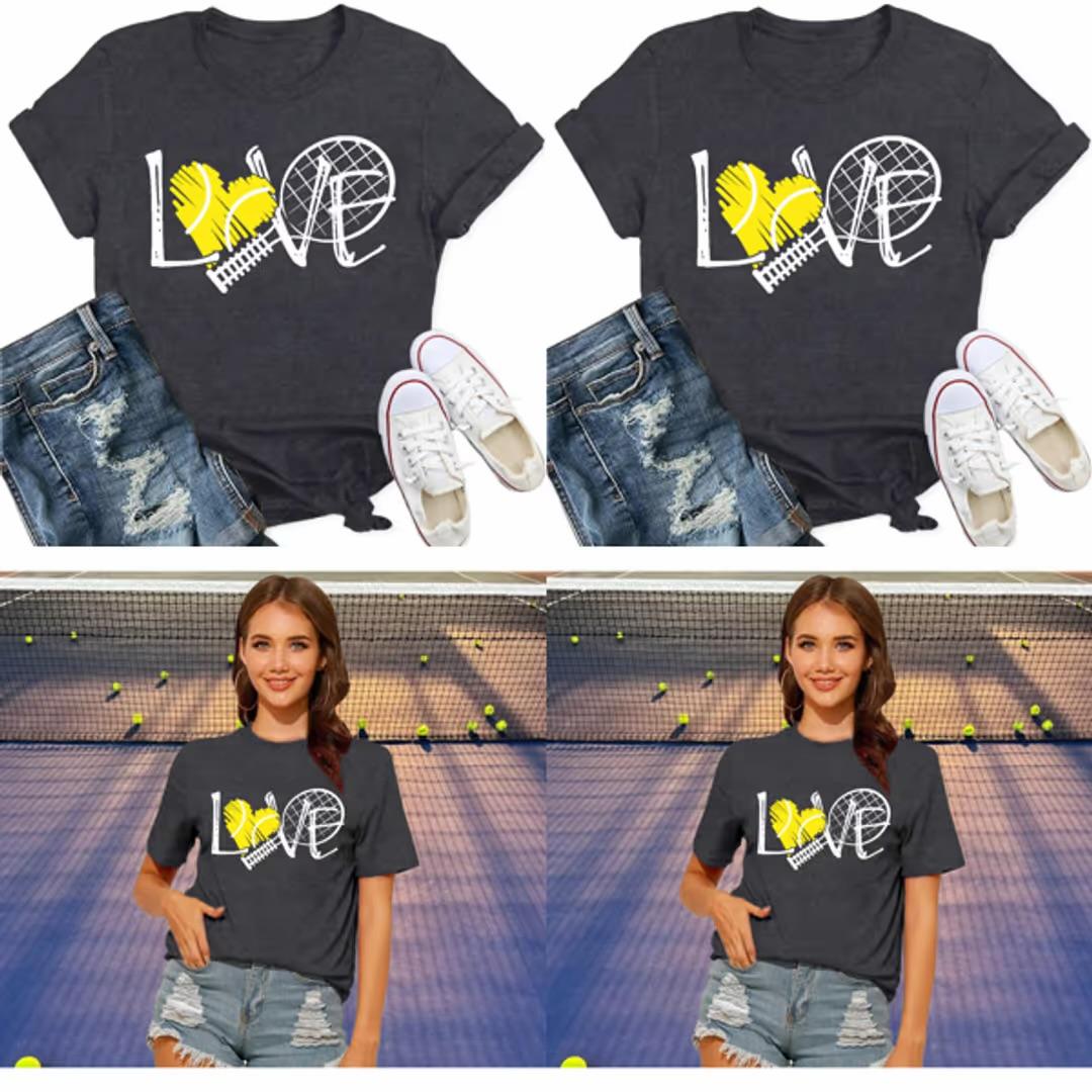 Women’s tennis heart graphic T-shirt - size large.
