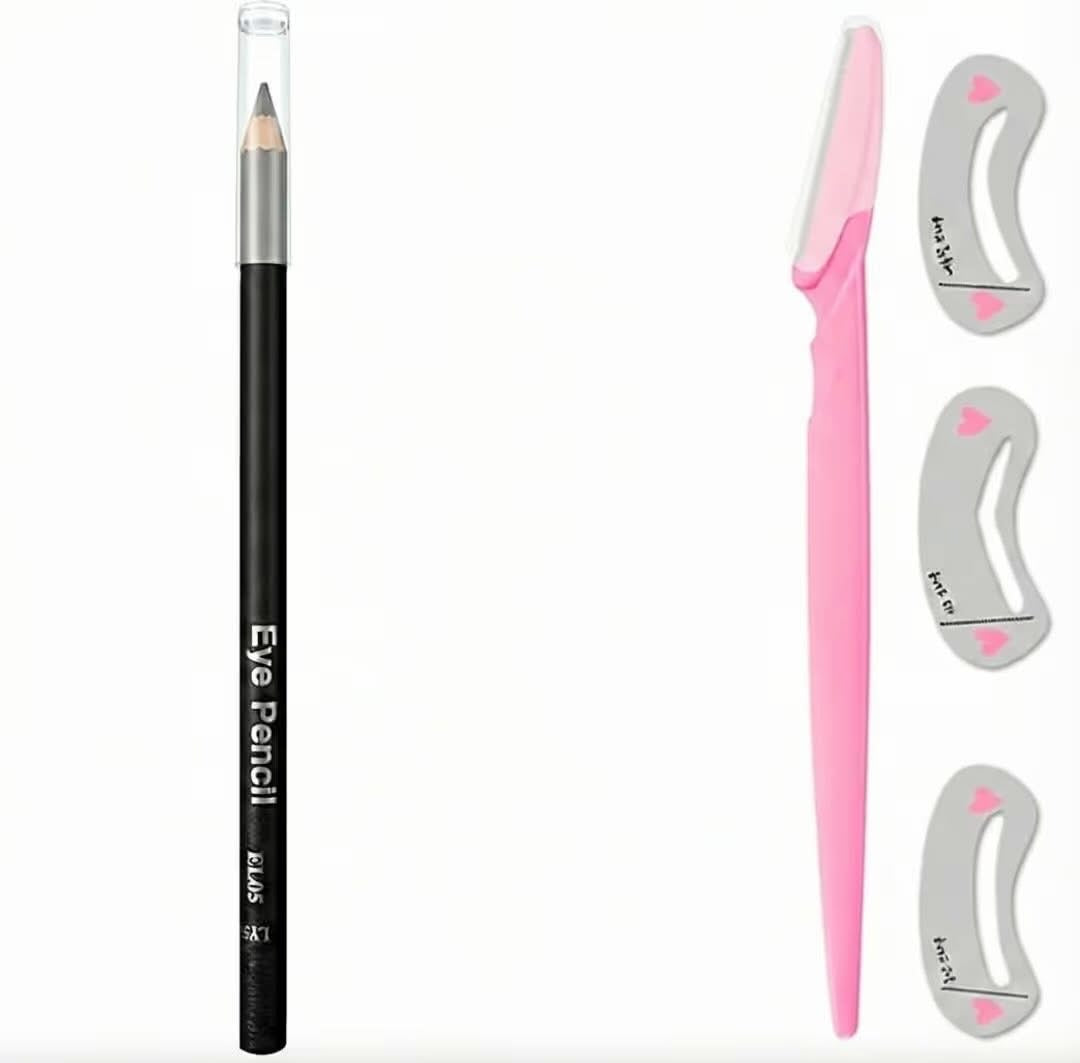 Eyebrow shaping kit - pencil, razor & 3 stencils