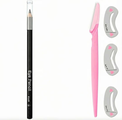 Eyebrow shaping kit - pencil, razor & 3 stencils