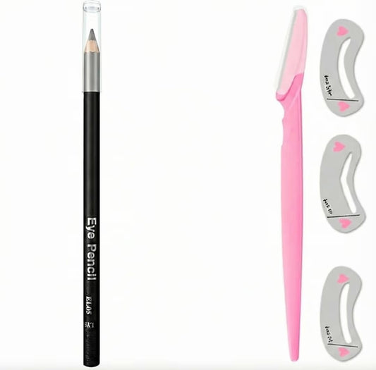 Eyebrow shaping kit - pencil, razor & 3 stencils