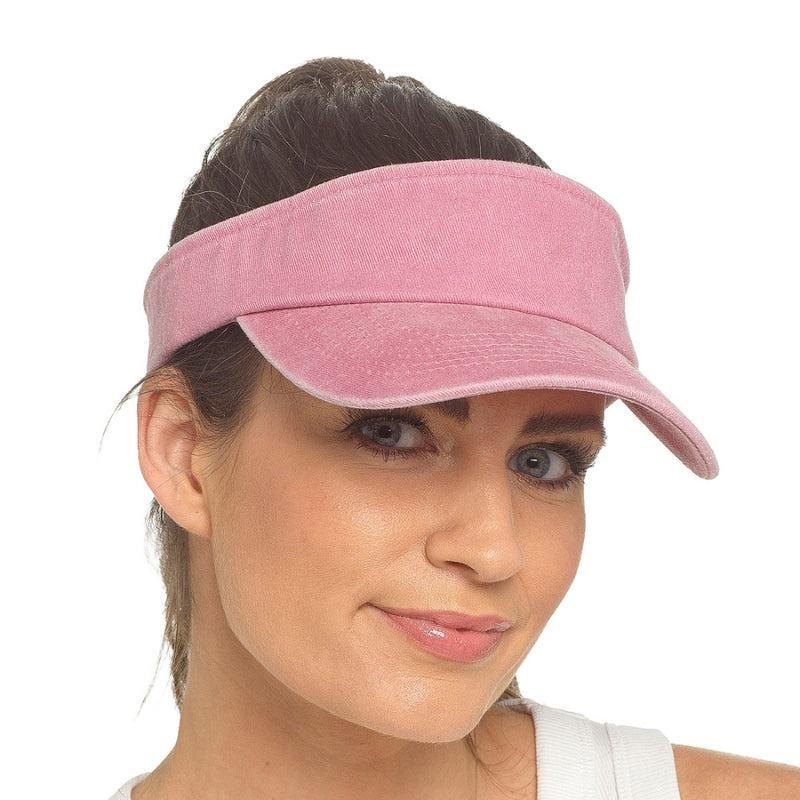 Ladies stone washed visor - pink