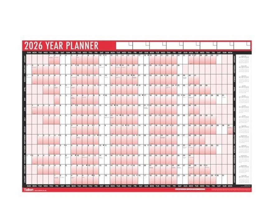 2026 full year wall planner