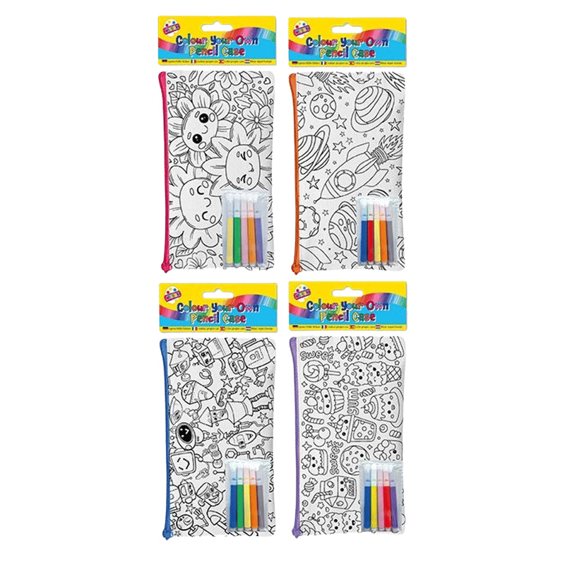 Colour your own pencil case with pens
